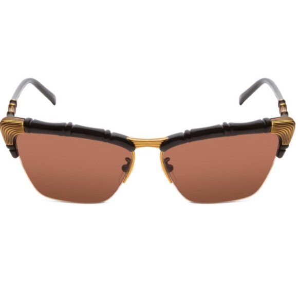 GUCCI GG0660S-001 Women Cateye Designer Sunglasses Black/Antique Gold/Brown 58mm main image 4
